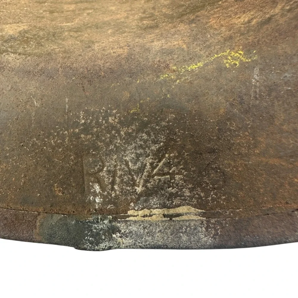 Original WW1 Doughboy M1917 Helmet with Satchel Stamped R/V 34 Red Paint  - Read